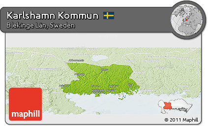 Physical Panoramic Map of Karlshamn Kommun, lighten