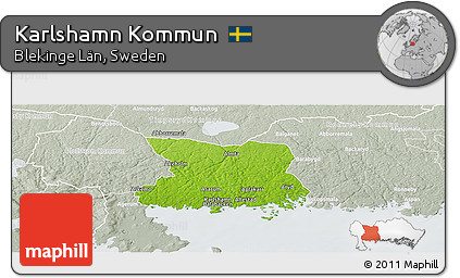Physical Panoramic Map of Karlshamn Kommun, lighten, semi-desaturated