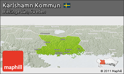 Physical Panoramic Map of Karlshamn Kommun, lighten, semi-desaturated