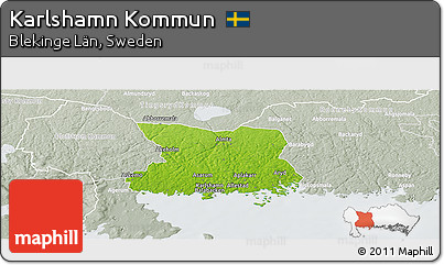 Physical Panoramic Map of Karlshamn Kommun, lighten, semi-desaturated