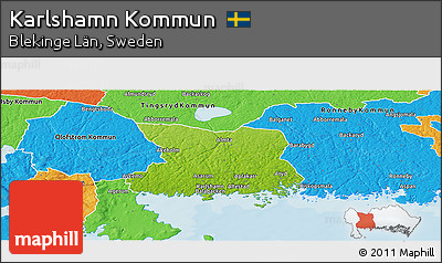 Physical Panoramic Map of Karlshamn Kommun, political outside