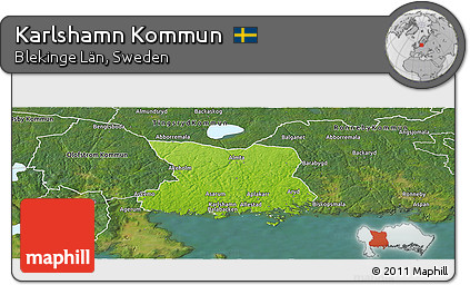 Physical Panoramic Map of Karlshamn Kommun, satellite outside