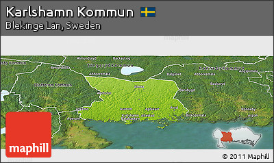 Physical Panoramic Map of Karlshamn Kommun, satellite outside