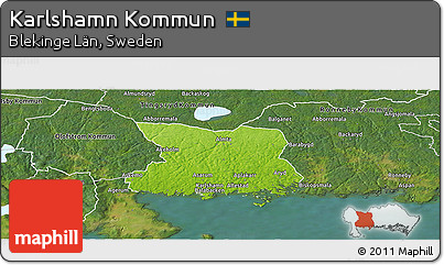 Physical Panoramic Map of Karlshamn Kommun, satellite outside
