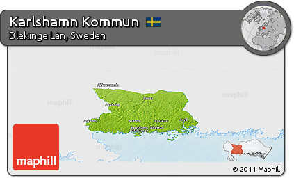 Physical Panoramic Map of Karlshamn Kommun, single color outside
