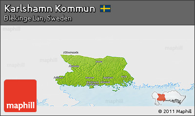 Physical Panoramic Map of Karlshamn Kommun, single color outside