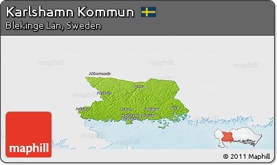 Physical Panoramic Map of Karlshamn Kommun, single color outside