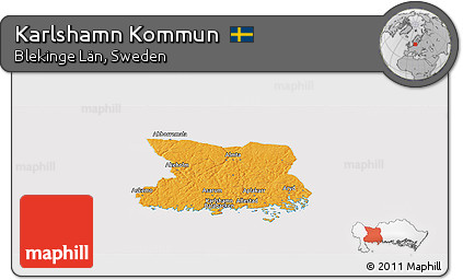 Political Panoramic Map of Karlshamn Kommun, cropped outside