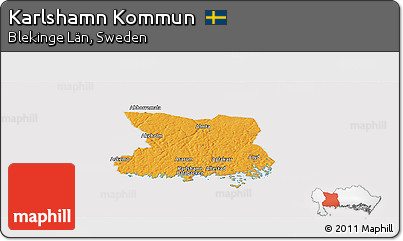 Political Panoramic Map of Karlshamn Kommun, cropped outside