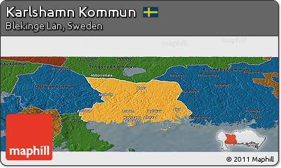 Political Panoramic Map of Karlshamn Kommun, darken