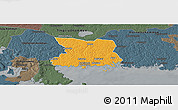 Political Panoramic Map of Karlshamn Kommun, darken, semi-desaturated