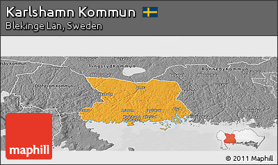 Political Panoramic Map of Karlshamn Kommun, desaturated