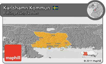 Political Panoramic Map of Karlshamn Kommun, desaturated