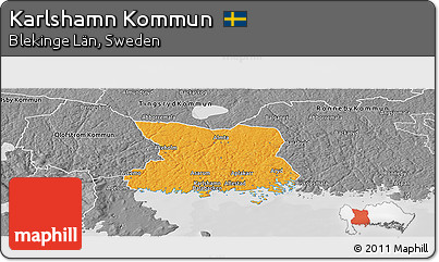 Political Panoramic Map of Karlshamn Kommun, desaturated