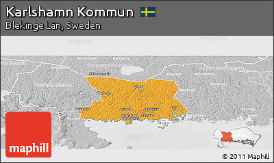 Political Panoramic Map of Karlshamn Kommun, lighten, desaturated