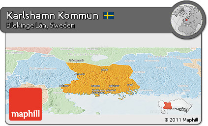 Political Panoramic Map of Karlshamn Kommun, lighten