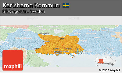 Political Panoramic Map of Karlshamn Kommun, lighten