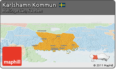 Political Panoramic Map of Karlshamn Kommun, lighten