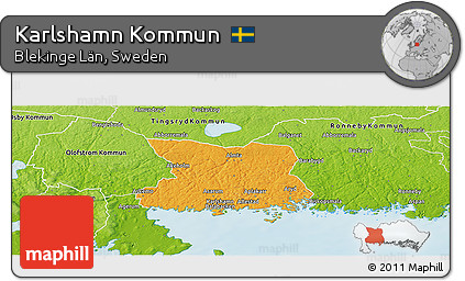 Political Panoramic Map of Karlshamn Kommun, physical outside