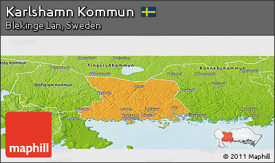 Political Panoramic Map of Karlshamn Kommun, physical outside