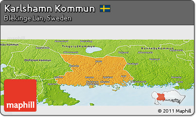 Political Panoramic Map of Karlshamn Kommun, physical outside