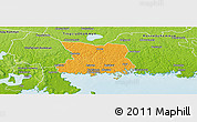 Political Panoramic Map of Karlshamn Kommun, physical outside
