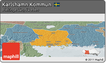 Political Panoramic Map of Karlshamn Kommun, semi-desaturated