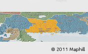 Political Panoramic Map of Karlshamn Kommun, semi-desaturated