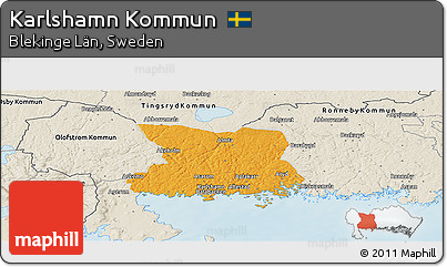 Political Panoramic Map of Karlshamn Kommun, shaded relief outside