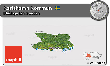 Satellite Panoramic Map of Karlshamn Kommun, cropped outside