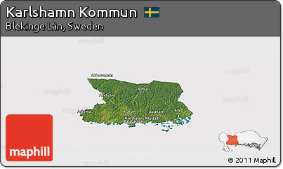 Satellite Panoramic Map of Karlshamn Kommun, cropped outside