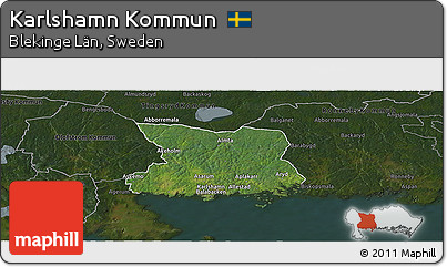 Satellite Panoramic Map of Karlshamn Kommun, darken