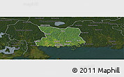 Satellite Panoramic Map of Karlshamn Kommun, darken