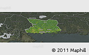 Satellite Panoramic Map of Karlshamn Kommun, darken, semi-desaturated