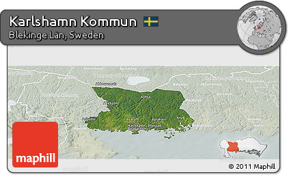 Satellite Panoramic Map of Karlshamn Kommun, lighten