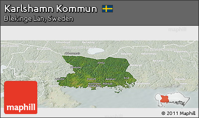 Satellite Panoramic Map of Karlshamn Kommun, lighten