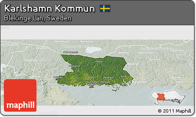 Satellite Panoramic Map of Karlshamn Kommun, lighten