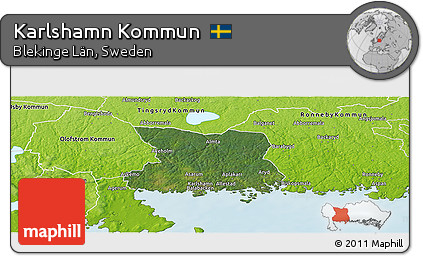 Satellite Panoramic Map of Karlshamn Kommun, physical outside