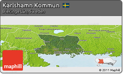 Satellite Panoramic Map of Karlshamn Kommun, physical outside