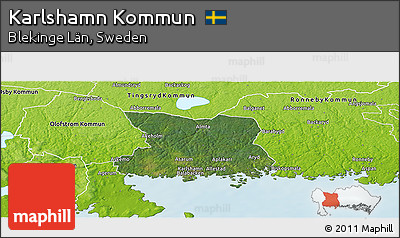 Satellite Panoramic Map of Karlshamn Kommun, physical outside