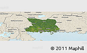 Satellite Panoramic Map of Karlshamn Kommun, shaded relief outside