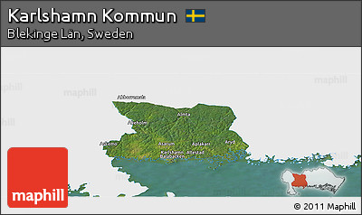 Satellite Panoramic Map of Karlshamn Kommun, single color outside