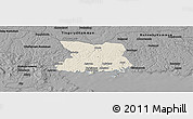 Shaded Relief Panoramic Map of Karlshamn Kommun, darken, desaturated