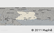 Shaded Relief Panoramic Map of Karlshamn Kommun, darken, semi-desaturated