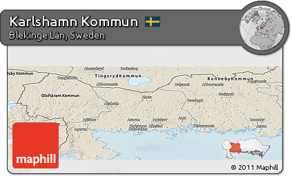 Shaded Relief Panoramic Map of Karlshamn Kommun
