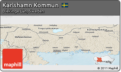 Shaded Relief Panoramic Map of Karlshamn Kommun