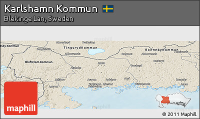 Shaded Relief Panoramic Map of Karlshamn Kommun