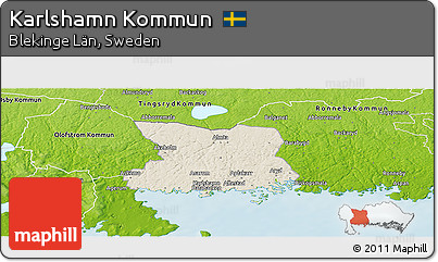 Shaded Relief Panoramic Map of Karlshamn Kommun, physical outside