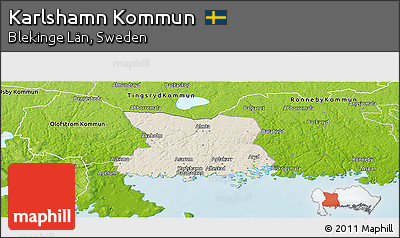 Shaded Relief Panoramic Map of Karlshamn Kommun, physical outside