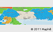 Shaded Relief Panoramic Map of Karlshamn Kommun, political outside